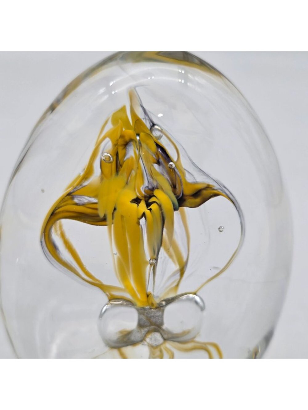 Kris Pfeiffer Brilliant Handmade Glass Paperweight Yellow Abstract Design Hollan - Picture 2 of 9